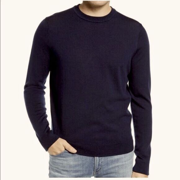 Gap vintage Y2K Men’s black crew neck knit cotton sweater elbow patch -M - Picture 1 of 7
